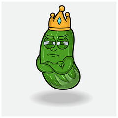 Cucumber Fruit Crown Mascot Character Cartoon With Jealous expression.