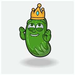 Cucumber Fruit Crown Mascot Character Cartoon With Happy expression.