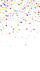 Rainbow colored scattered hearts. LGBT valentine