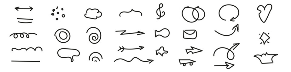 set of black and white icons of shapes