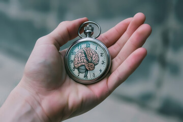 Hand Holding Brain Stopwatch on Critical Anti Drug Day