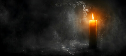 A minimalist sketch of a single candle flame against a dark room