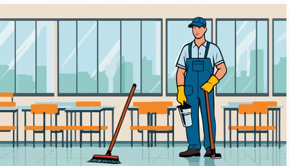 Janitorial Service Vector Illustration