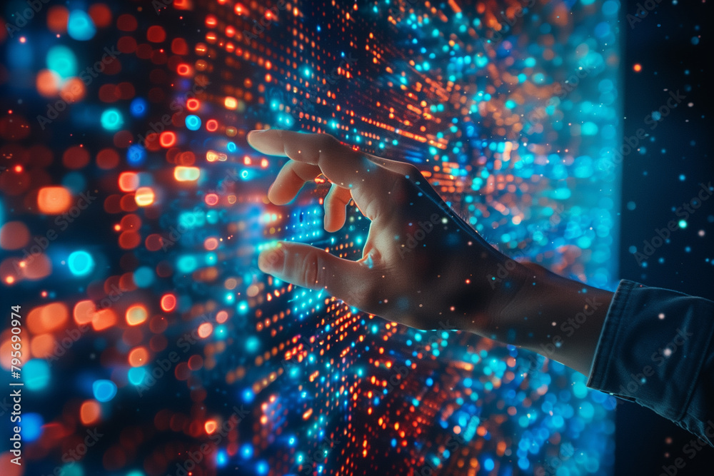 Poster Person Interacting With Large Data Display
