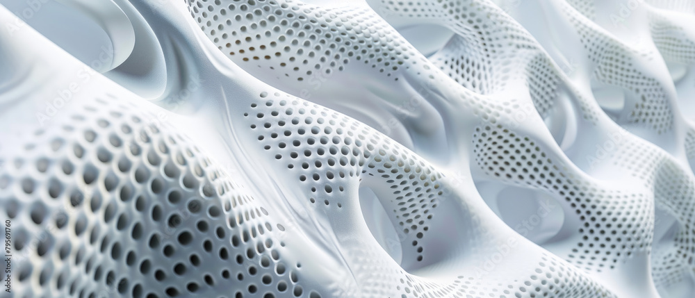 Canvas Prints waves of cyber data, abstract texture background, wavy white digital perforated surface. theme of ne