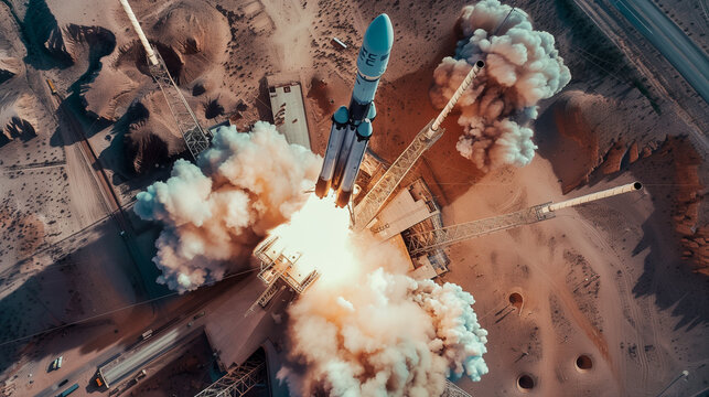 Start einer Rakete in den Weltraum