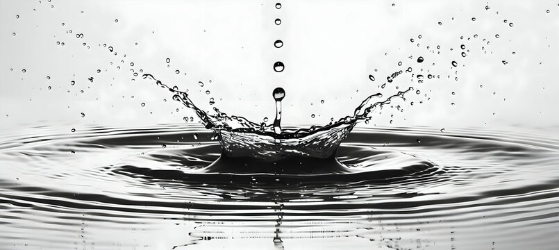 A simple geometric drawing of a single raindrop hitting a puddle