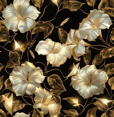 Pattern with flowers and leaves 