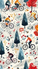 Eco friendly bicycle concept. Car free day. World bicycle day. Cyclist's Day. World car free day. Car free day pattern. World bicycle day illustration. Bicycles on Cyclist's Day