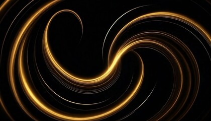 Golden Swirl Abstract Background. Elegant Lines and Particles on Black. Swirl Motion Backdrop. Premium design templates created with generative ai	