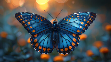 A blue butterfly Papilio Salmoxis flying - obrazy, fototapety, plakaty