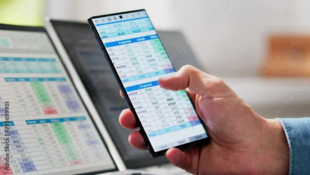 Poster Man Using Spreadsheet Data
