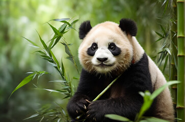 Obraz premium A big size panda in a forest.