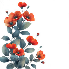 background with flower painting isolated on transparent background