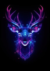 Neon deer pattern purple light.