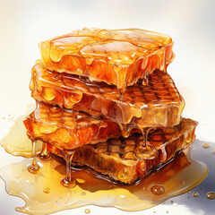 Watercolor honeycomb, clipart Illustration, Generative Ai