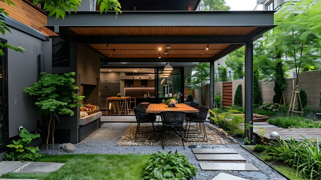 Enjoy outdoor dining and entertaining in spacious backyard or cozy patio. Concept Outdoor Dining, Entertaining, Backyard Living, Cozy Patio, Outdoor Meals