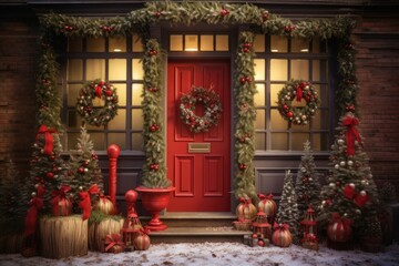 Christmas wreath door wood