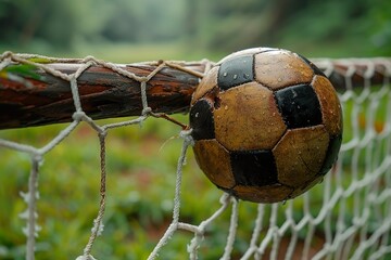 Soccer ball breaks the soccer net