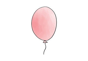 Watercolor doodle element. Red balloon. Vector illustration.