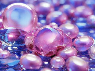 Colorful background of pink and blue mother of pearl stones