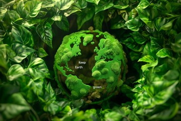 A world encased in greenery, promoting the imperative to Keep the Earth green