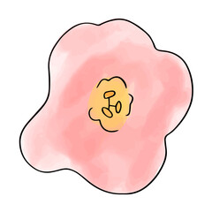 Flower watercolor doodle element. Vector illustration.