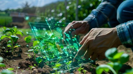 Obraz premium Soil scientists apply remote sensing technology to assess soil health and fertility, guiding sustainable land use and crop management, science concept