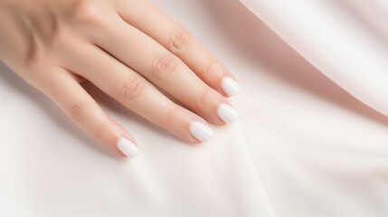 Fototapeta premium Manicure and Hands Spa. Beautiful Woman hand closeup. Manicured nails and Soft hands skin. Beauty treatment. Beautiful woman's nails with beautiful baby boomer manicure,