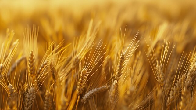 Fototapeta Field of barley against bright yellow sky