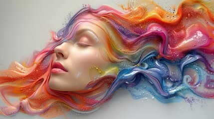 Vibrant Portrait: Woman With Multicolored Hair