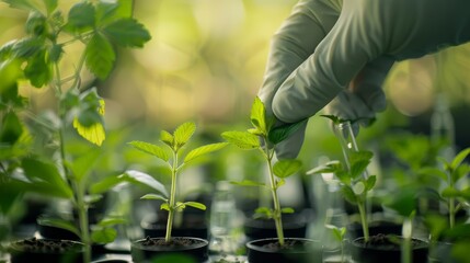 Through genetic modifications, scientists are able to accelerate the growth rates of plant saplings, significantly shortening the forestry and agricultural cycles, science concept