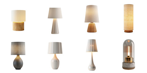 Set of lamp png mockup in 3d without backoground for decoration.