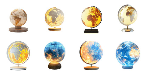 Lamp world shape transparent collection in 3d using for presentation.