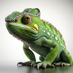 Obraz premium Watercolor Green colored chameleon close up, clipart Illustration, Generative Ai