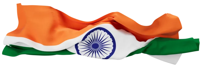 Elegant Waving Flag of India with Ashoka Chakra on Vibrant Saffron, White, and Green © juanjo