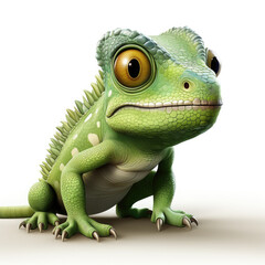 Obraz premium Watercolor Green colored chameleon close up, clipart Illustration, Generative Ai