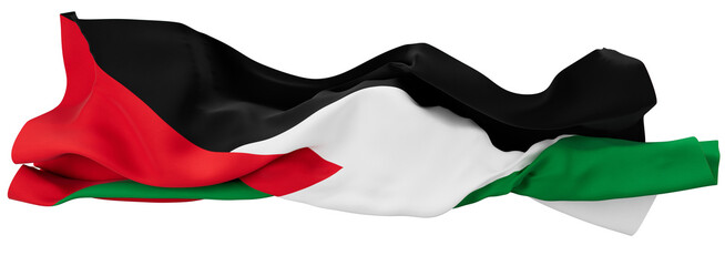 Elegantly Waving Flag of Jordan with Triangular Chevron and Seven-Pointed Star