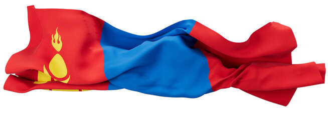Rich Red and Blue Mongolian Flag with Traditional Soyombo Symbol
