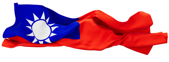 Majestic Blue and Red Flag of the Republic of China Twisting in the Wind