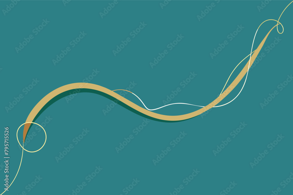 Aufkleber abstract teal background with a gold wavy line that twists and turns across the image.