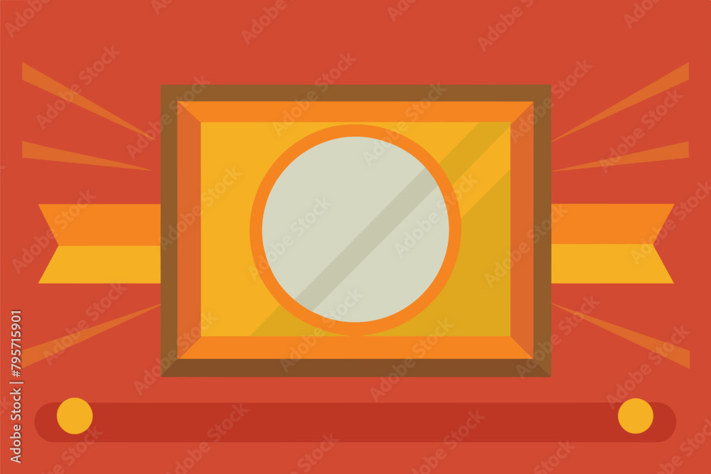 Aufkleber colorful illustration of a rectangular frame with rounded corners surrounded by decorative leaves an