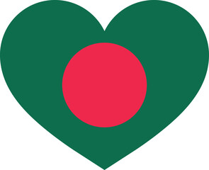 Bangladesh heart flag . Bangladesh love symbol . Bangladesh flag in heart shape . Vector illustration