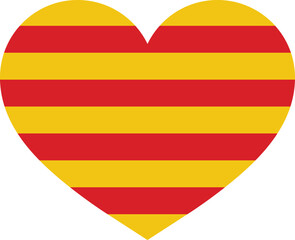 Catalonia heart flag . Catalonia flag in heart shape . Catalonia love symbol vector