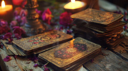 Obraz na płótnie Canvas tarot cards magic divination