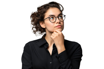 Beautiful Girl Thinking on Transparent Background