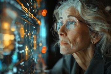 This image showcases a blurry reflection of a person on glass against a backdrop of technological equipment