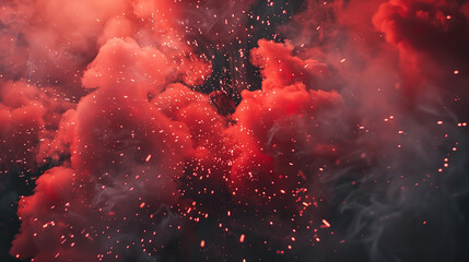 red background with clouds