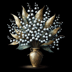 Obraz premium flowers and berries in kintsugi style