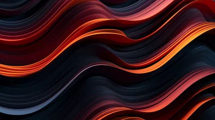 Foto op Plexiglas "Hot Warm Ripples" decorative background showing overlapping waves of reds, oranges and dark tones that seem to melt over one another © Randall